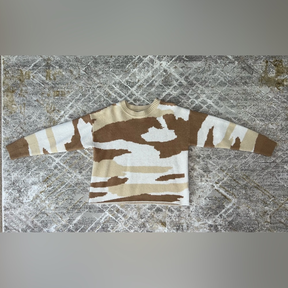 Shein Beige Camo Wool Sweater